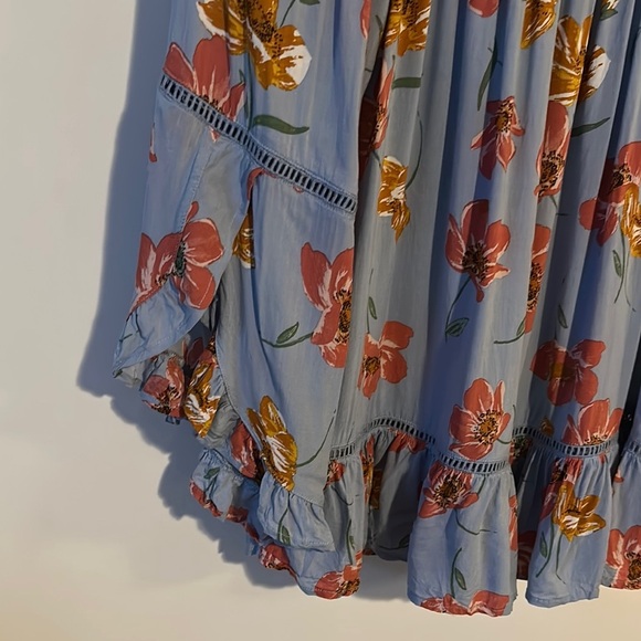 FEVER | Floral Belled Sleeve Blue Top Blouse - Picture 2 of 8